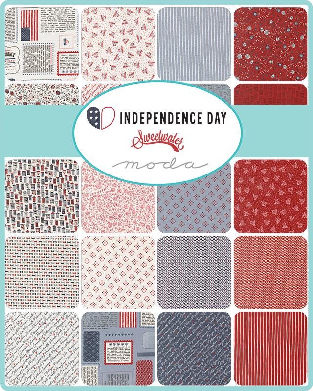 Independence Day 5" Charm Pack, Moda 55720PP, 5" Precut Red White Blue Americana Patriotic Fabric, Sweetwater