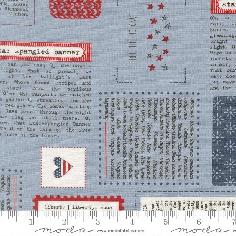 Independence Day 5" Charm Pack, Moda 55720PP, 5" Precut Red White Blue Americana Patriotic Fabric, Sweetwater