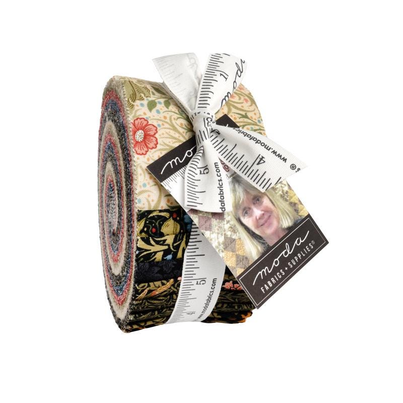 Morris Muse 2.5" Jelly Roll, Moda 13380JR, 2.5" Precut Reproduction Floral Fabric Strips, Jelly Roll Fabric, Barbara Brackman