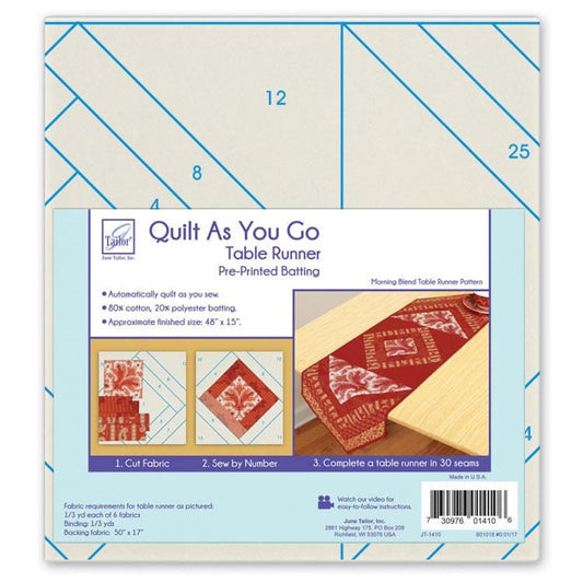 Morning Blend Table Runner Quilt Pattern, June Tailor JT-1410, Quilt As You Go QAYG Table Runner Pattern, Easy Table Quilt