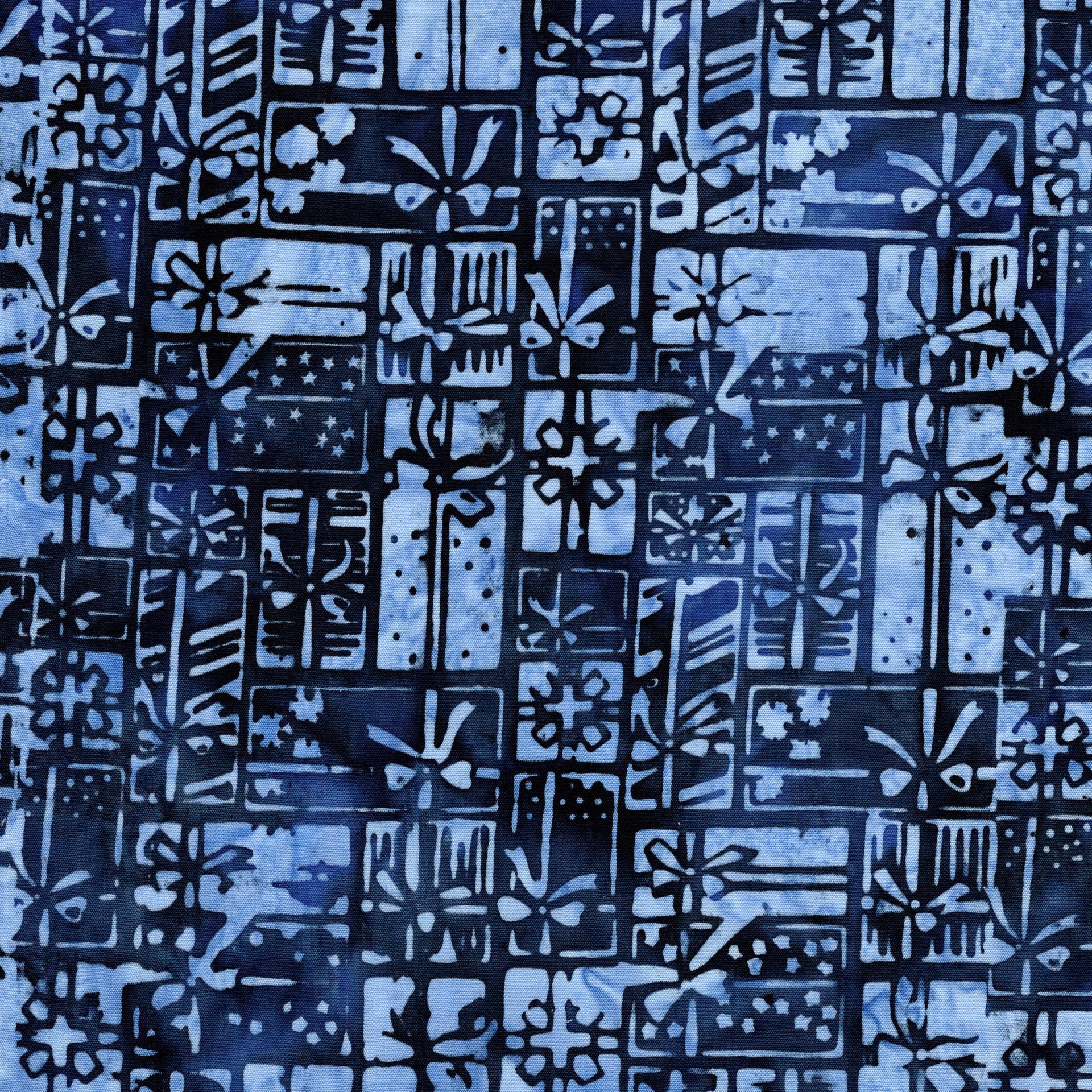 Frosted Wishes 10" Stack, Island Batik, 10" Precut Blue White Christmas Batik Fabric Quilt Squares