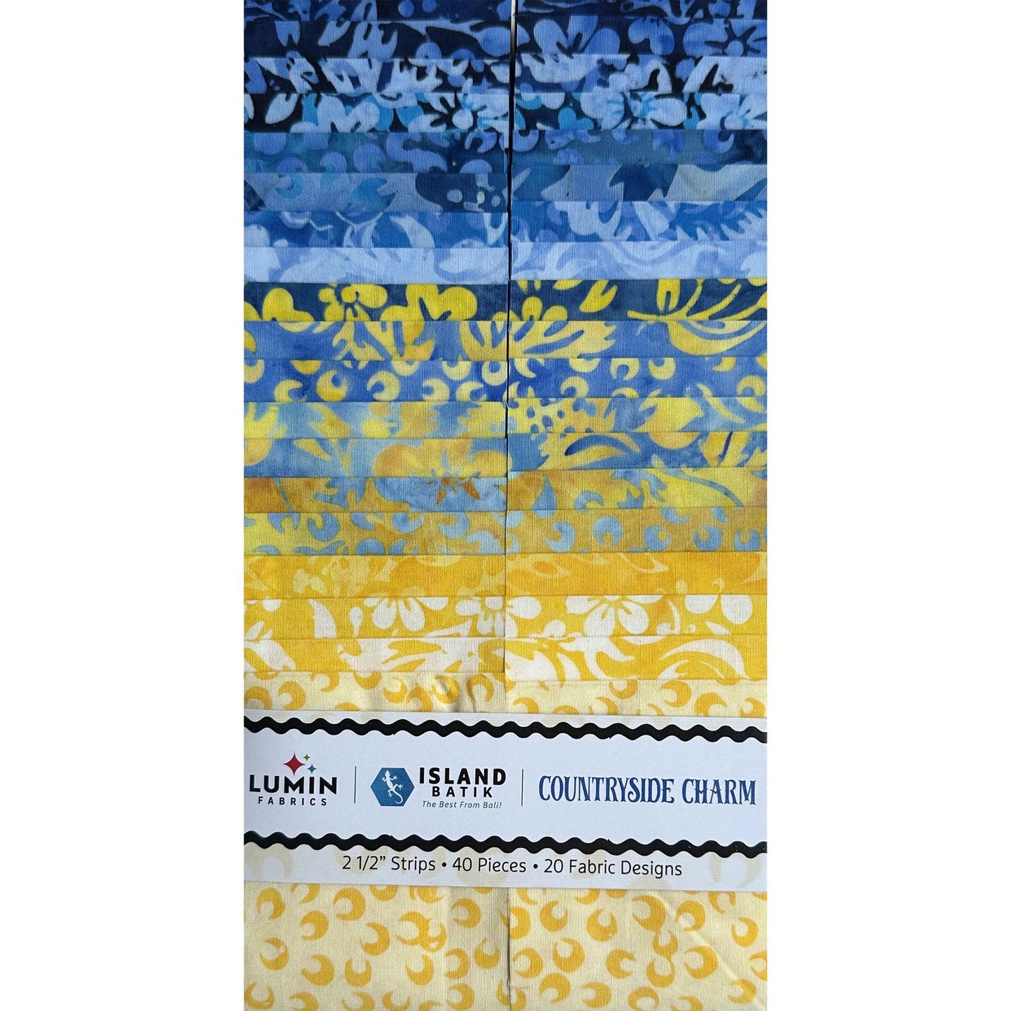 Countryside Charm 2.5" Strip Pack, Island Batik, 2.5" Precut Yellow Blue Batik Jelly Roll Fabric Strips