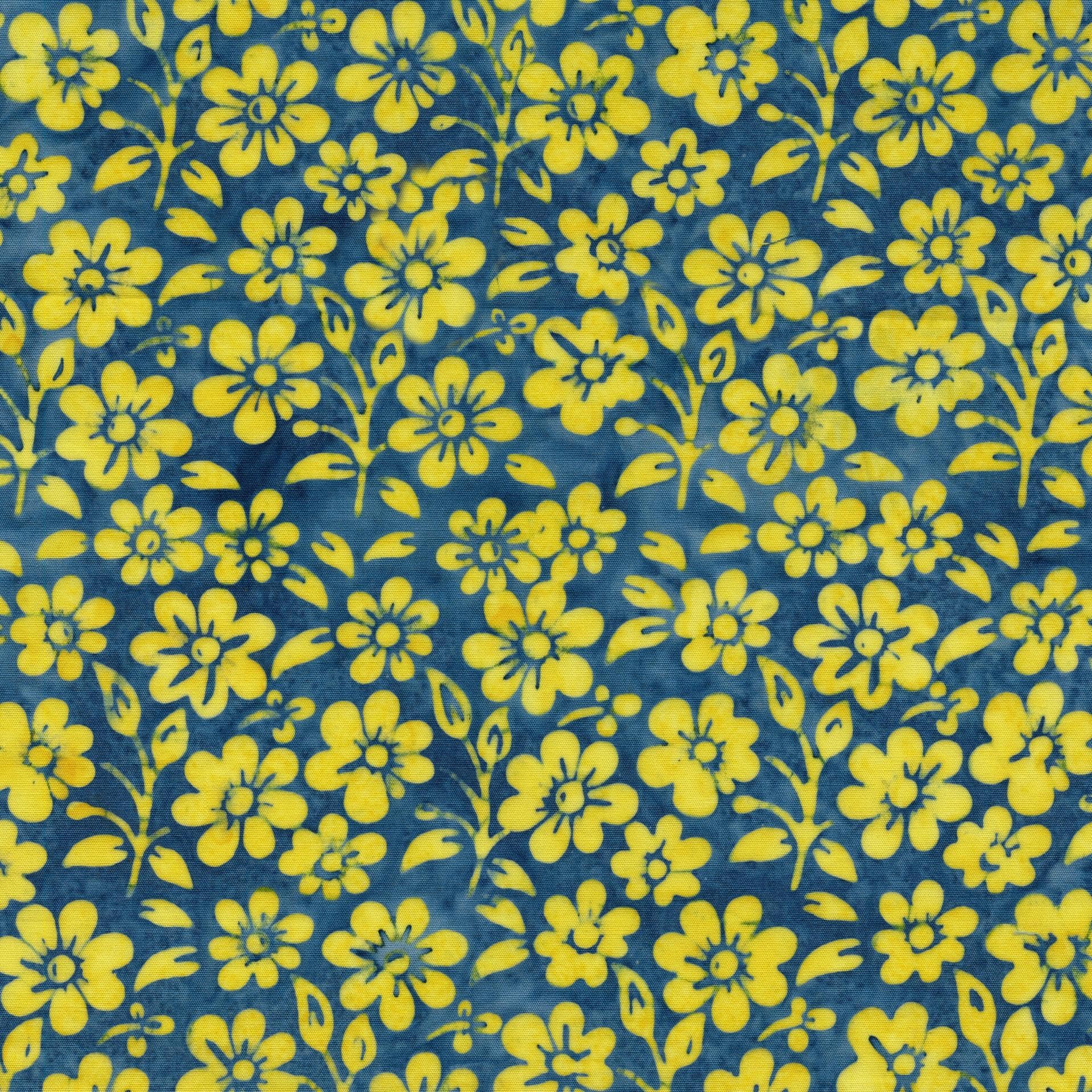 Countryside Charm 5" Stamp, Island Batik, 5" Precut Blue Yellow Batik Fabric Charm Pack Quilt Squares