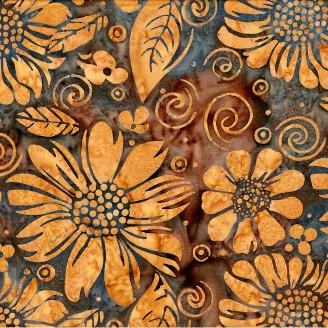 Bloom Grove 10" Squares, Island Batik, 10" Precut Turquoise Blue Brown Batik Layer Cake Fabric Squares