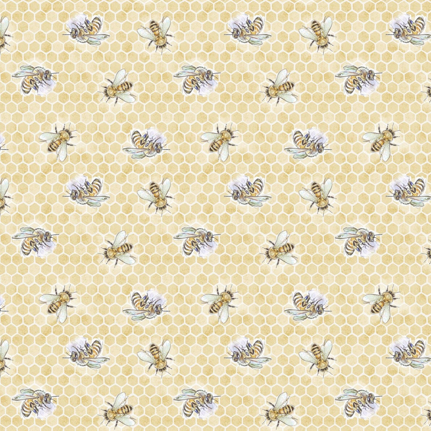 Sweet Honey Bee 5" Charm Squares, White Owl Fabrics SWEEHONEYBEE-05, 5" Precut Beehive Bees Floral Quilt Fabric Squares, Chad Barrett