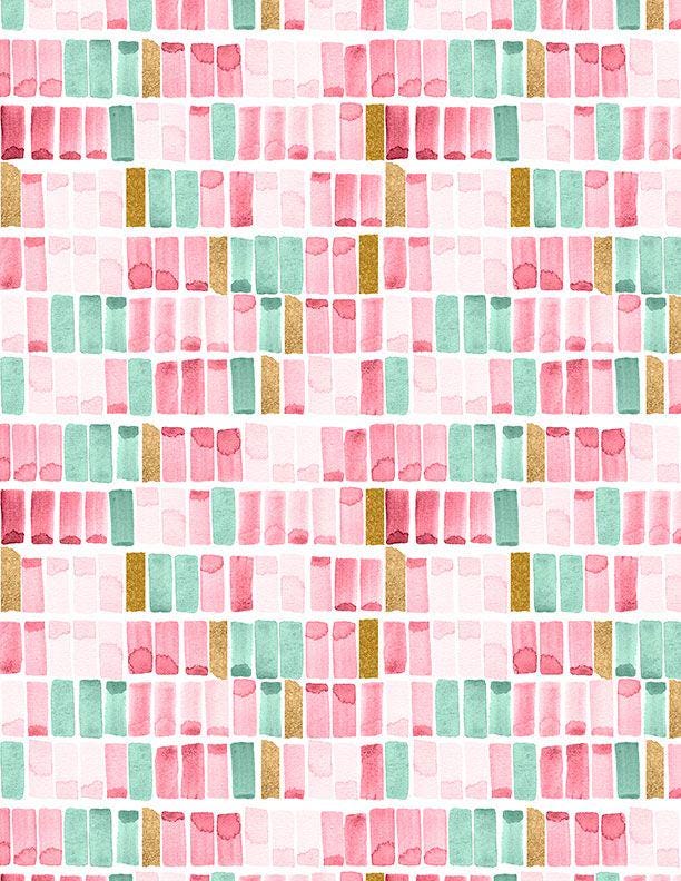 Peony Blossoms 5 Karat Crystals, Wilmington Prints 887-508, Precut 5" Pink Blue Yellow Floral Fabric Squares Charm Pack, Pooja Emrani