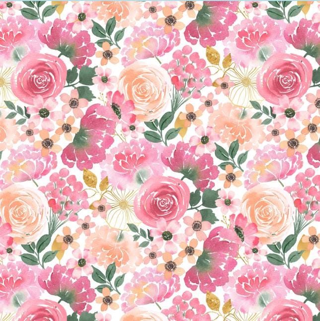 Peony Blossoms 5 Karat Crystals, Wilmington Prints 887-508, Precut 5" Pink Blue Yellow Floral Fabric Squares Charm Pack, Pooja Emrani