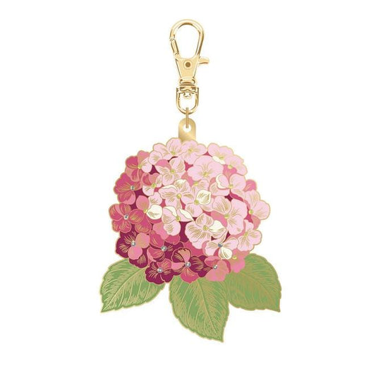Quilty Charms - Pink Hydrangea Flower Zipper Pull Keychain Charm, Riley Blake ST-46811, Sewing Quilting Notions, Enamel Flower Charm
