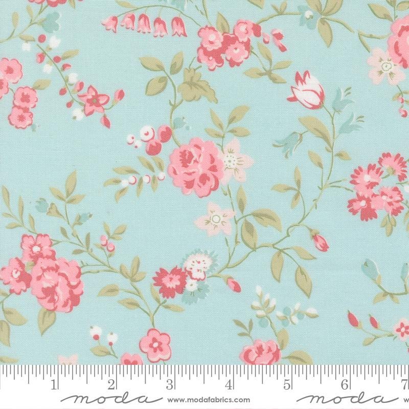 Abide 5" Charm Pack, Moda 18790PP, 5" Precut Pink Blue Green Taupe Floral Charm Pack Fabric Squares, Granny Chic Fabric, Brenda Riddle