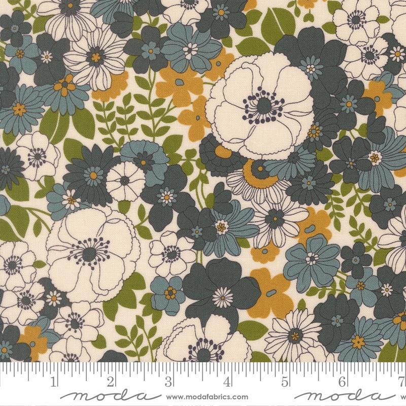 Chelsea Garden 10" Layer Cake, Moda 33850LC, 10" Precut Pink Teal Gold Navy Floral Fabric Squares