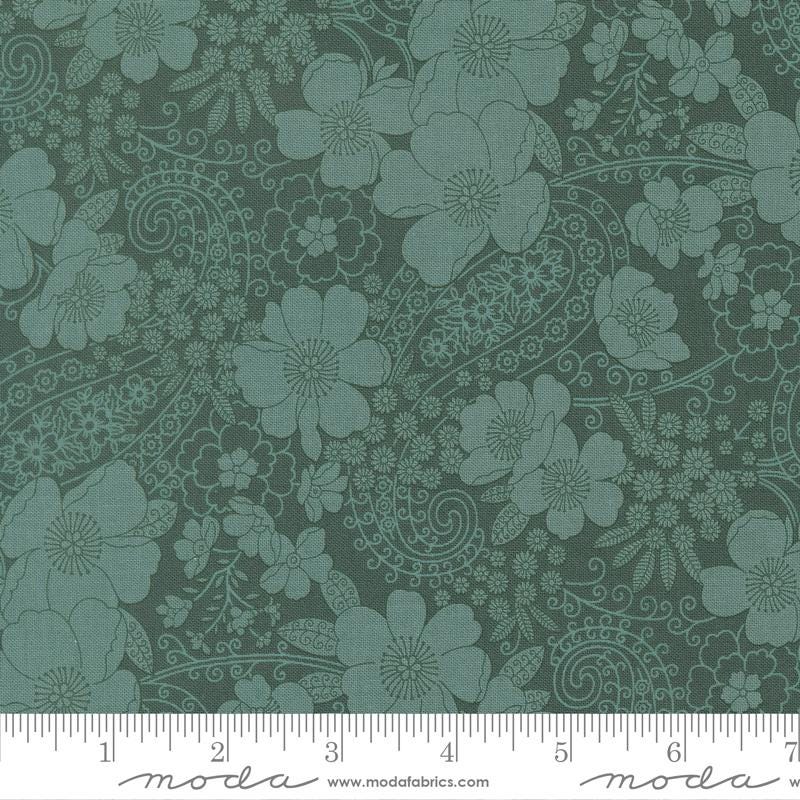 Chelsea Garden 5" Charm Pack, Moda 33850PP, 5" Precut Pink Teal Gold Navy Floral Charm Pack Fabric Squares