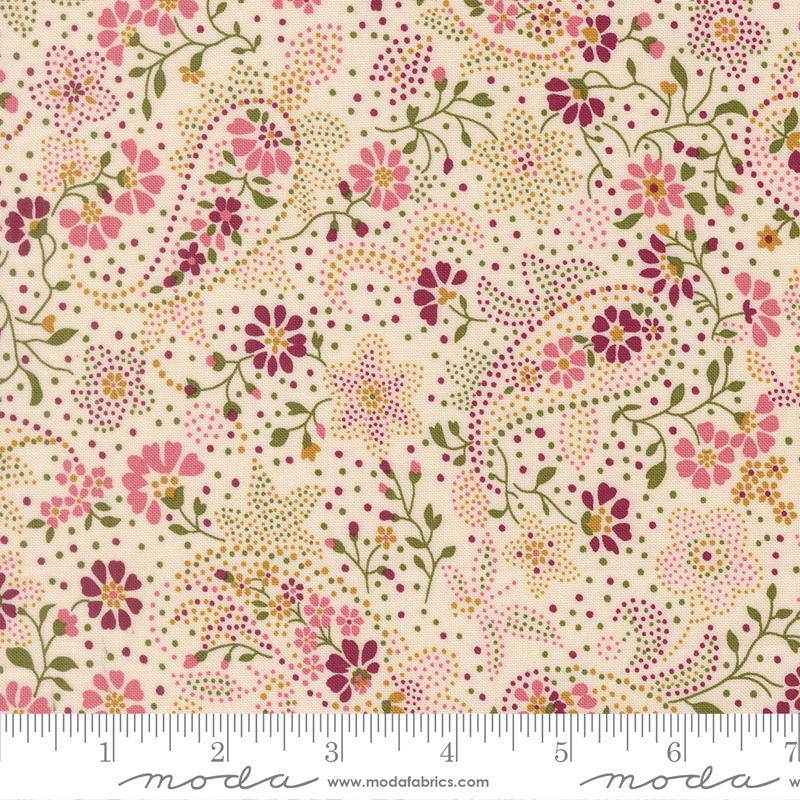 Chelsea Garden 5" Charm Pack, Moda 33850PP, 5" Precut Pink Teal Gold Navy Floral Charm Pack Fabric Squares