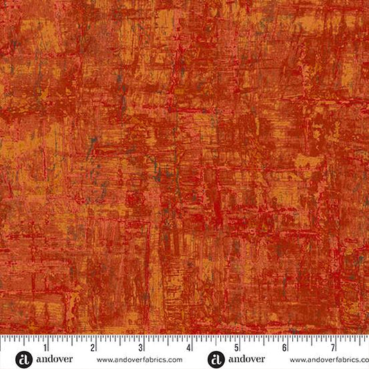 Nitty Gritty - Orange Texture Blender Fabric, Andover Fabrics A-1434-O, Rust Terra Cotta Tonal Texture Blender Cotton Fabric, By the Yard