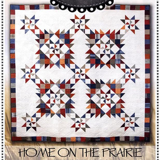Home on the Prairie Quilt Pattern, Primitive Gatherings PRI2057, FQ Friendly Stars Pinwheels Large Throw or Bed Quilt Pattern