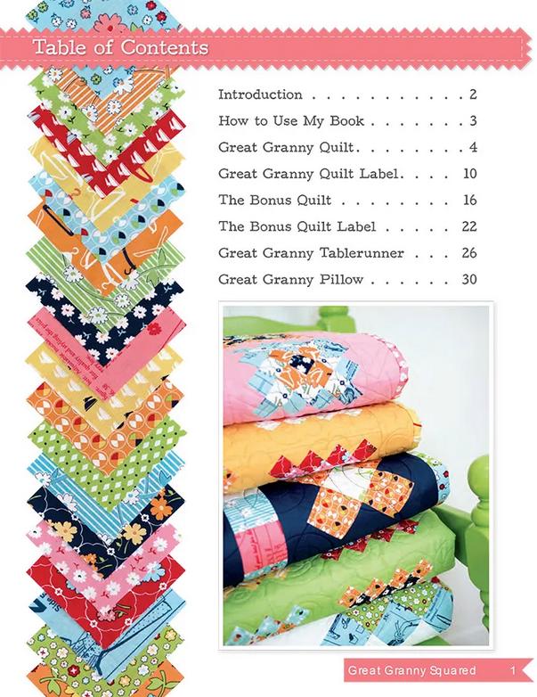 Great Granny Squared Quilt Pattern Book, It's Sew Emma ISE337, Precuts Yardage Friendly Multiple Projects, Lori Holt Bee My Bonnet Pattern