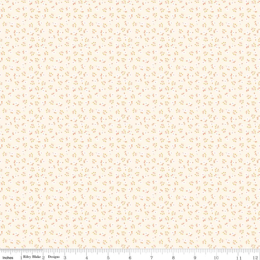 Peach Cobbler 10" Stacker, Riley Blake 10-17420-42, 10" Precut Pink Orange Green Yellow Spring Floral Fabric Squares, Lily Ashbury