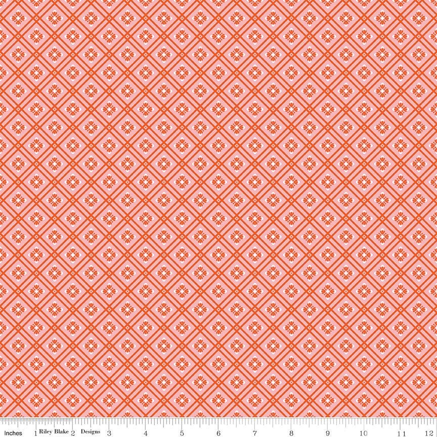 Peach Cobbler 10" Stacker, Riley Blake 10-17420-42, 10" Precut Pink Orange Green Yellow Spring Floral Fabric Squares, Lily Ashbury