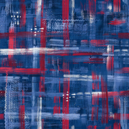 REMNANT 83" x 108" of Colorfield - Blue Patriotic Abstract Wide Quilt Back Fabric, Maywood Studio MASQBD650-RWB2, Wide Quilt Backing