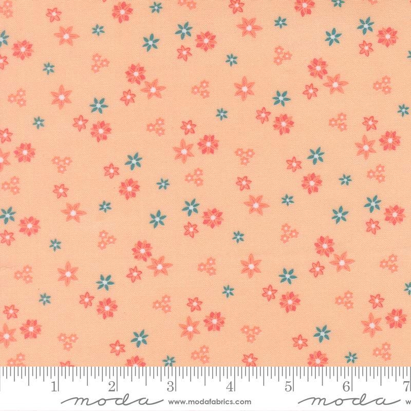 Honeyed Horizon 5" Charm Pack, Moda 47010PP, 5" Precut Pink Peach Aqua Green Floral Charm Pack Fabric Squares, Keri Anguiano