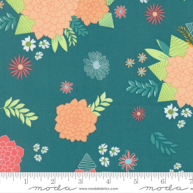 Honeyed Horizon 2.5" Jelly Roll, Moda 47010JR, 2.5" Precut Teal Pink Peach Aqua Green Floral Fabric Strips, Keri Anguiano