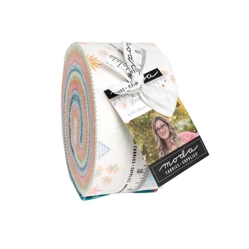 Honeyed Horizon 2.5" Jelly Roll, Moda 47010JR, 2.5" Precut Teal Pink Peach Aqua Green Floral Fabric Strips, Keri Anguiano