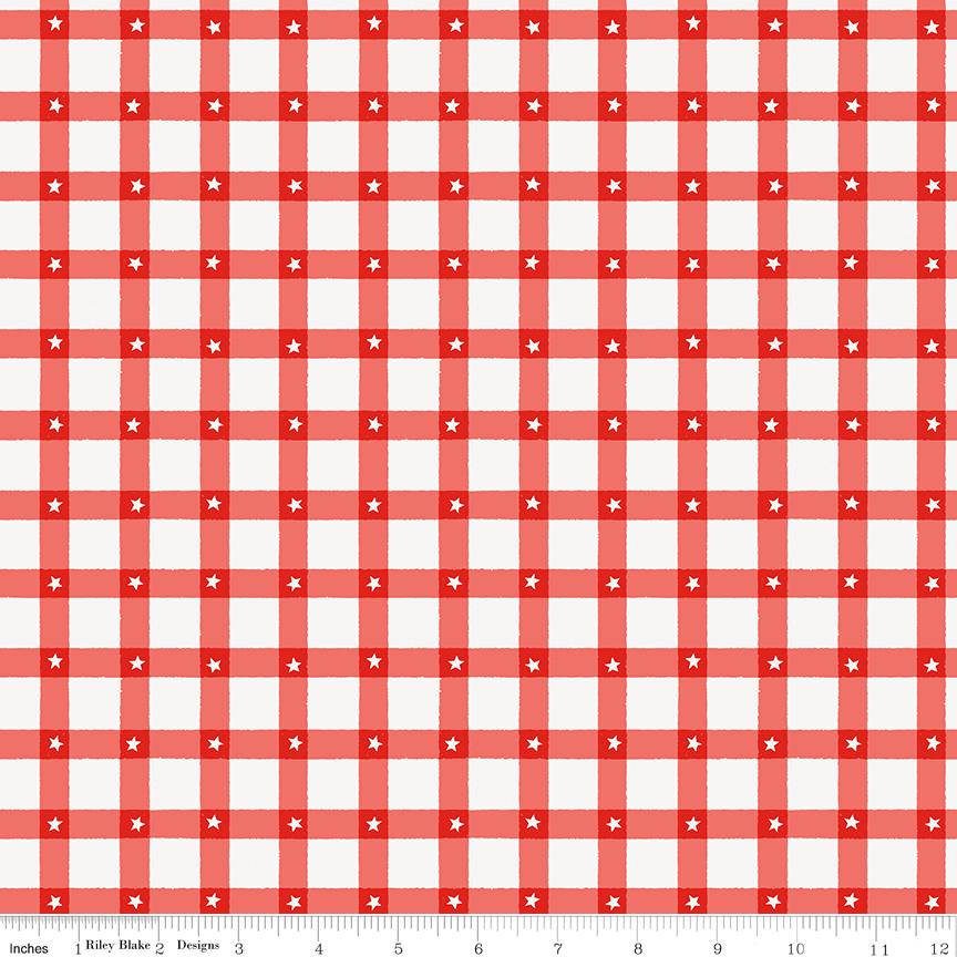 Firecracker 5" Stacker, Riley Blake 5-17200-42, 5" Precut Red White Blue Patriotic Floral Quilt Fabric Squares, My Mind's Eye