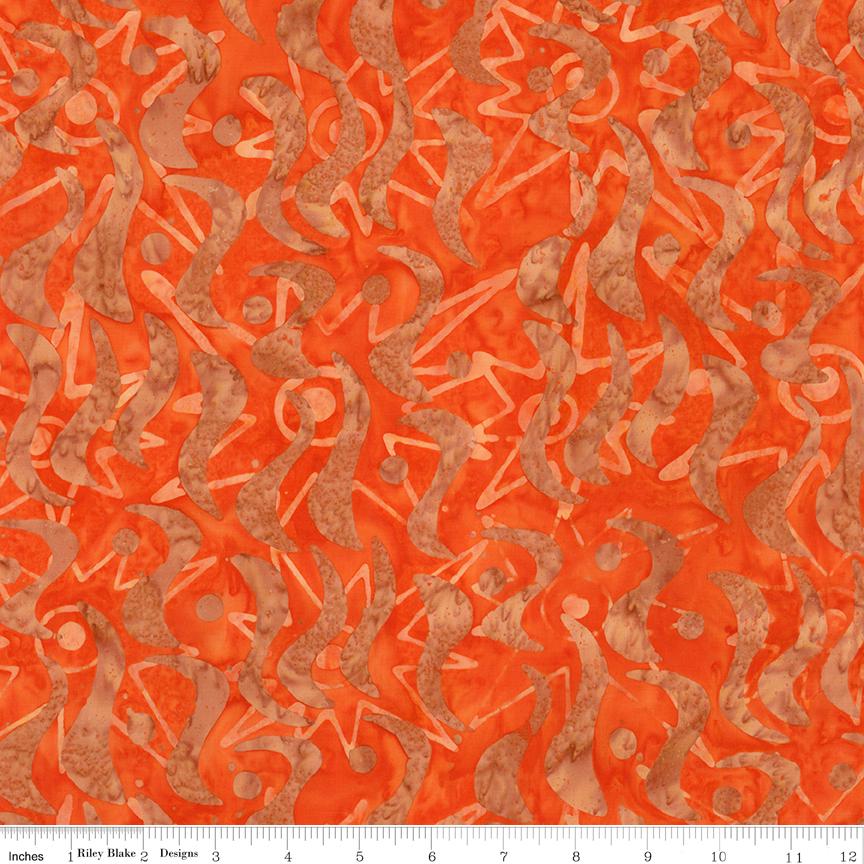 Expressions Batiks Starburst Groove 10" Stacker, Riley Blake 10-23578-42, 10" Precut Orange Green Blue Yellow Brown Batik Fabric Squares