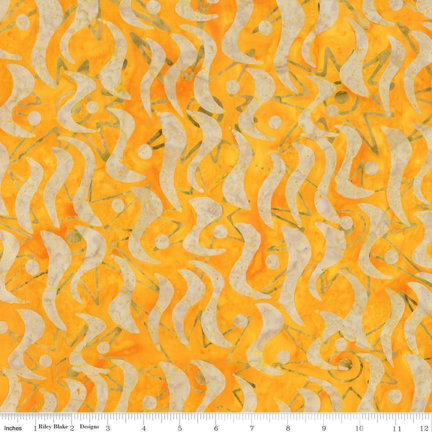 Expressions Batiks Starburst Groove 5" Stacker, Riley Blake 5-23578-42, 5" Precut Orange Green Blue Yellow Brown Batik Fabric Squares