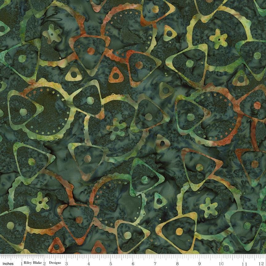 Expressions Batiks Starburst Groove 5" Stacker, Riley Blake 5-23578-42, 5" Precut Orange Green Blue Yellow Brown Batik Fabric Squares