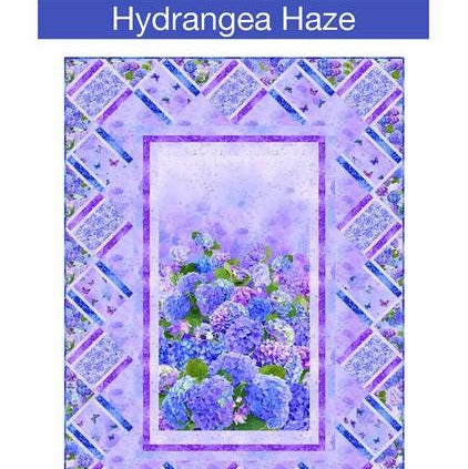 Hydrangea Haze Panel Frame Quilt PATTERN, Pine Tree Country Quilts PTN2010, Yardage Fabric Panel Friendly Panel Frame Quilt Pattern