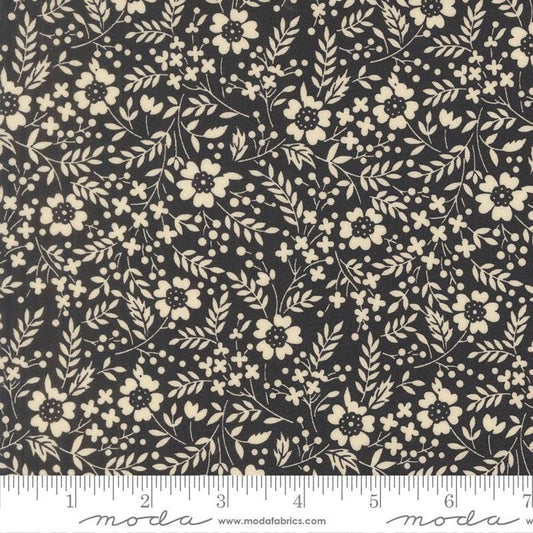 Arabesque - Black Beige Floral Blender Fabric, Moda 33834 17 Midnight, Studio M, By the Yard