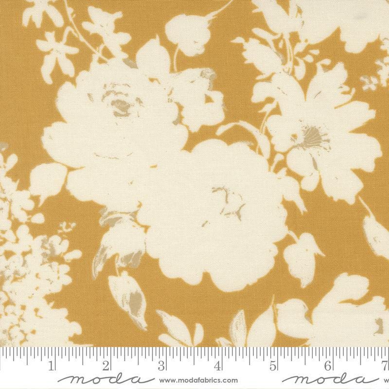 108" Arabesque - Gold Cream Floral Wide Quilt Back Fabric, Moda 108041 13 Honey, Cotton Sateen Quilt Backing Fabric, By the Yard
