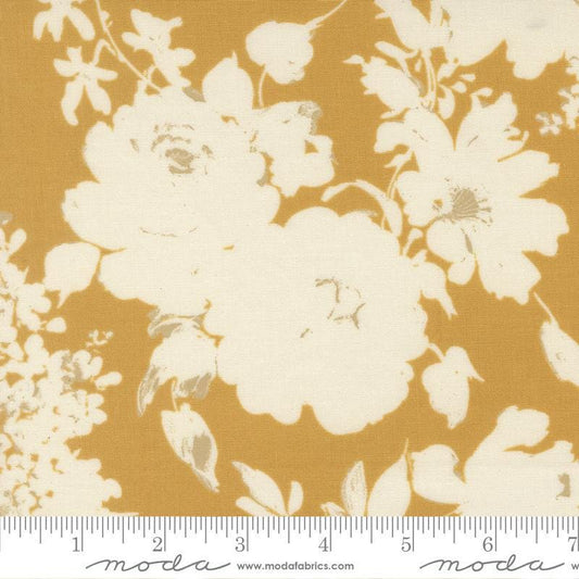 108" Arabesque - Gold Cream Floral Wide Quilt Back Fabric, Moda 108041 13 Honey, Cotton Sateen Quilt Backing Fabric, By the Yard