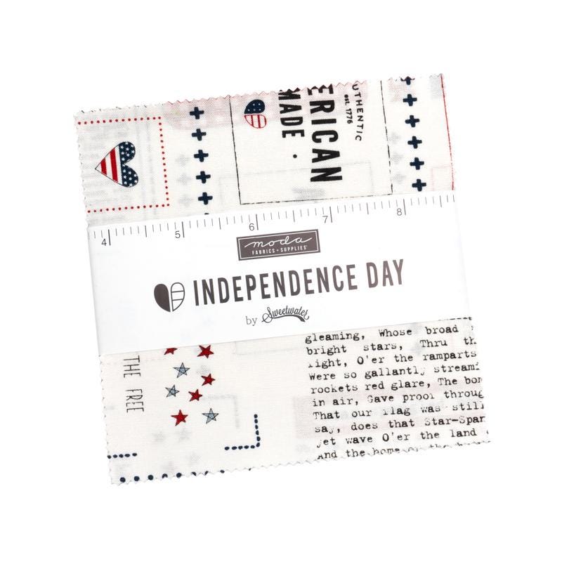 Independence Day 5" Charm Pack, Moda 55720PP, 5" Precut Red White Blue Americana Patriotic Fabric, Sweetwater