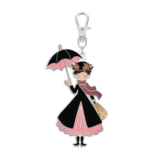 Quilty Charms - Mary Poppins Zipper Pull Keychain Charm, Riley Blake ST-46818, Sewing Quilting Notions, Enamel Scissor Fob