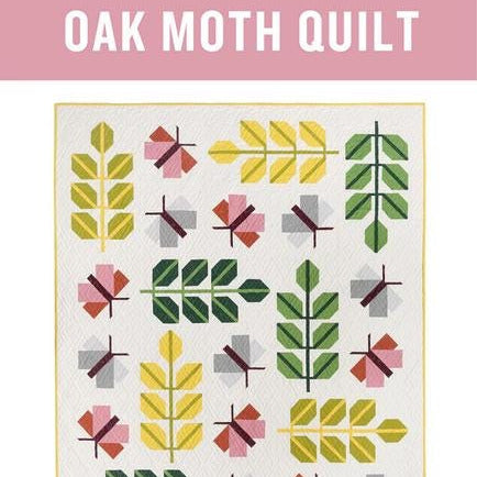 Oak Moth Quilt Pattern, Pen and Paper Patterns PPP29, Yardage Fat Quarter Friendly Moths Leaves Throw Quilt Pattern, Multiple Layouts Quilt