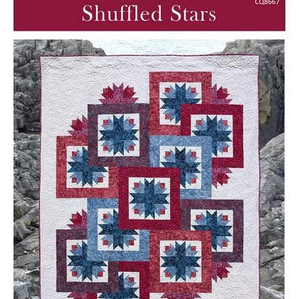 Shuffled Stars Quilt Pattern, Canuck Quilter Designs CQ8667, Yardage Friendly Stars in Squares Lap Throw Quilt Pattern