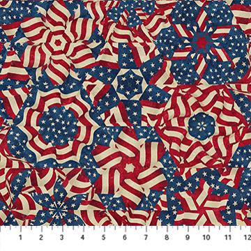Stars and Stripes 14 - Patriotic Pinwheels Fabric, Northcott 29041-49, QOV FOH Cotton Quilt US Flags Fabric, By the Yard