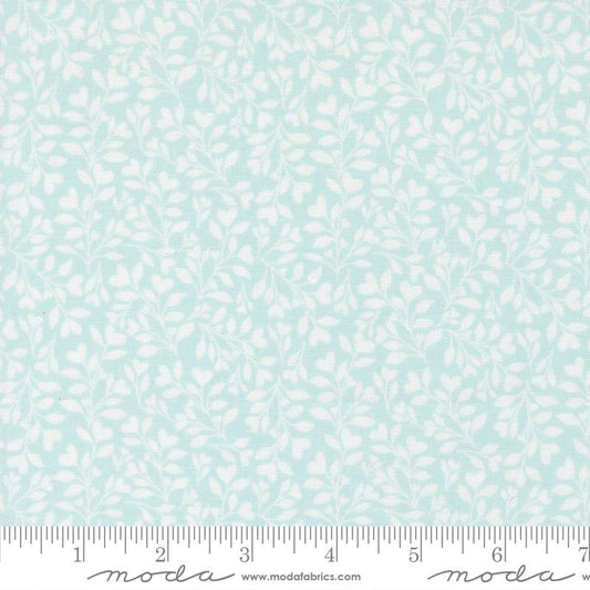 Abide - Blue Vines Hearts on Off White Fabric, Moda 18794 14, Granny Chic Cottagecore Heart Flowers Fabric, Brenda Riddle, By the Yard