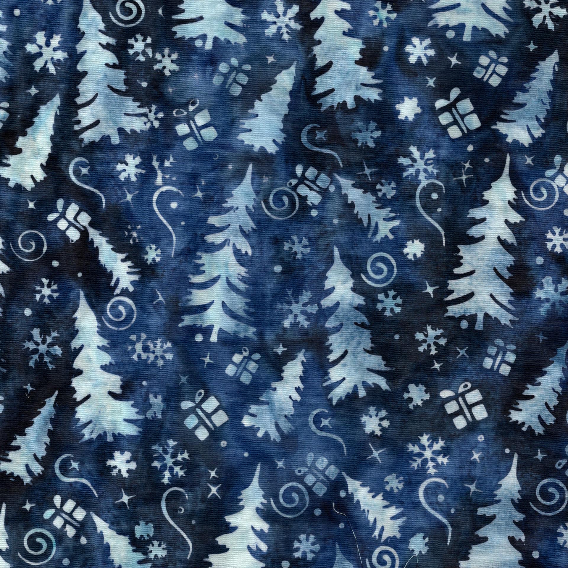 Frosted Wishes 2.5" Strip Pack, Island Batik, 2.5" Precut Blue White Christmas Xmas Icons Batik Fabric Strips