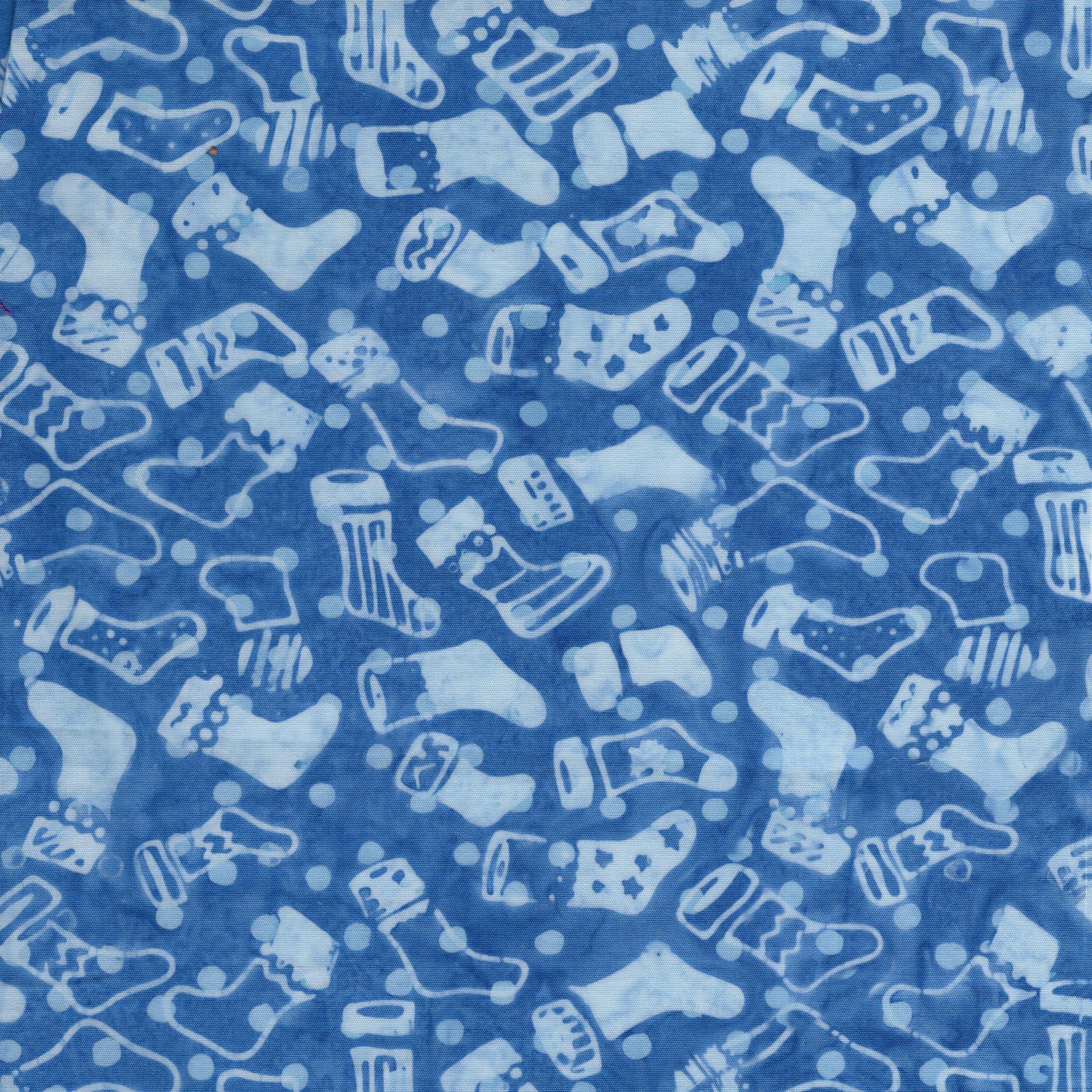 Frosted Wishes 2.5" Strip Pack, Island Batik, 2.5" Precut Blue White Christmas Xmas Icons Batik Fabric Strips