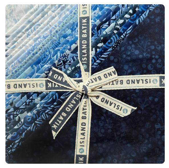 Frosted Wishes 10" Stack, Island Batik, 10" Precut Blue White Christmas Batik Fabric Quilt Squares