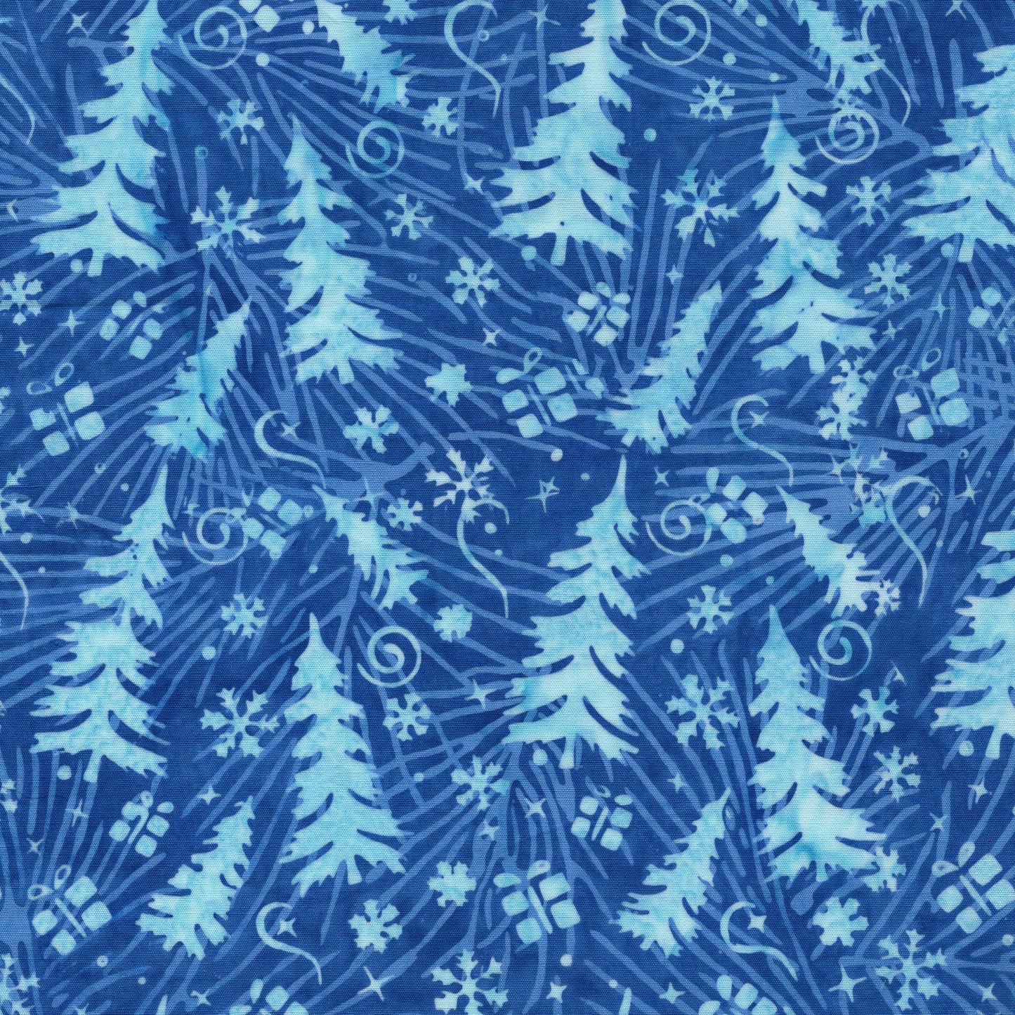 Frosted Wishes 10" Stack, Island Batik, 10" Precut Blue White Christmas Batik Fabric Quilt Squares