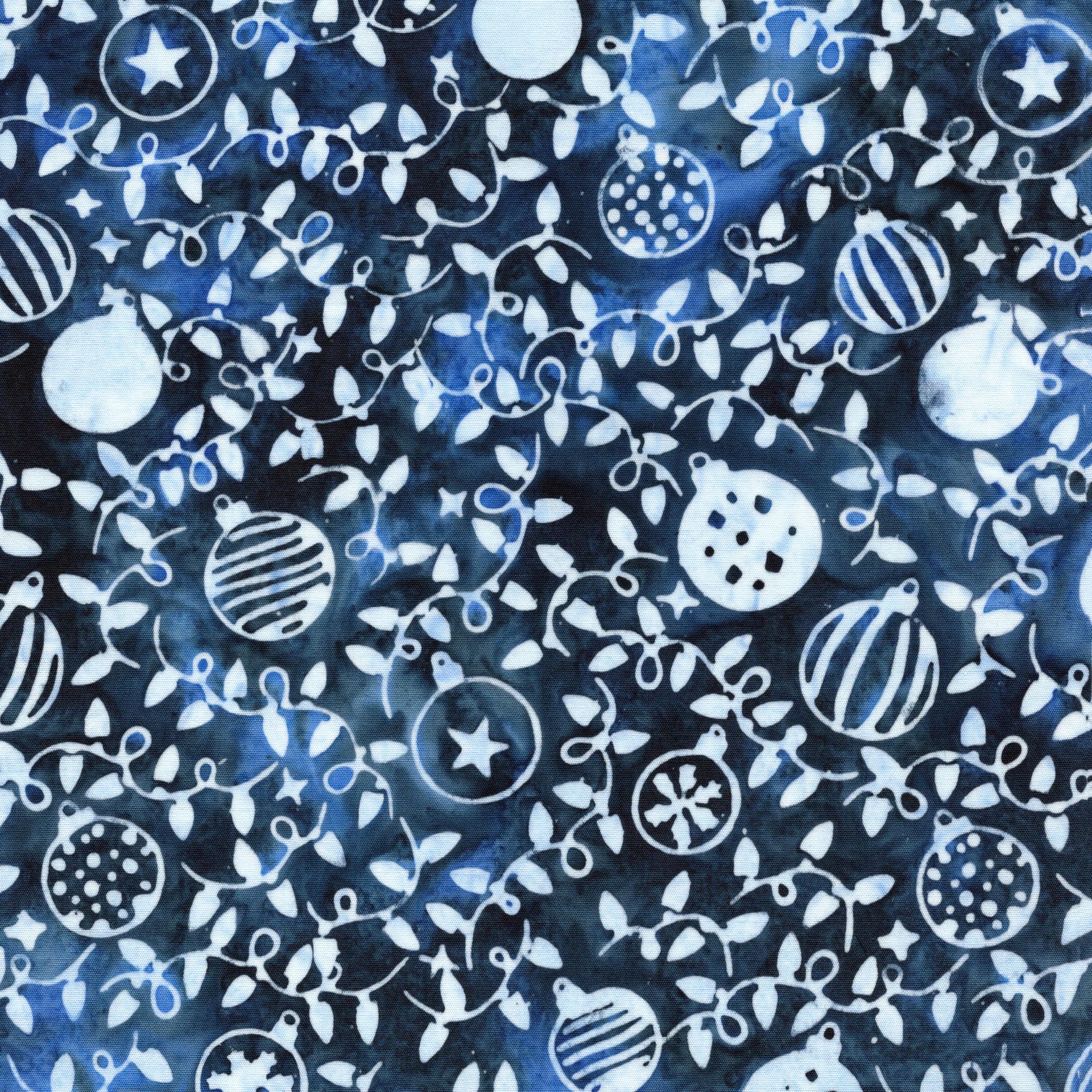 Frosted Wishes 10" Stack, Island Batik, 10" Precut Blue White Christmas Batik Fabric Quilt Squares