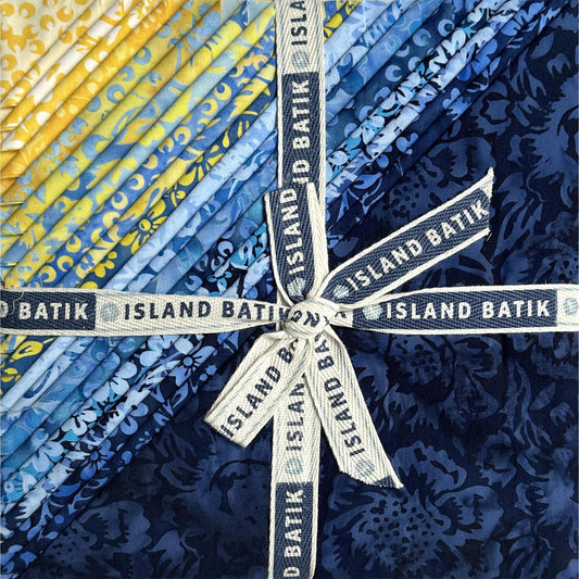 Countryside Charm 10" Stack, Island Batik, 10" Precut Blue Yellow Batik Fabric Layer Cake Quilt Squares