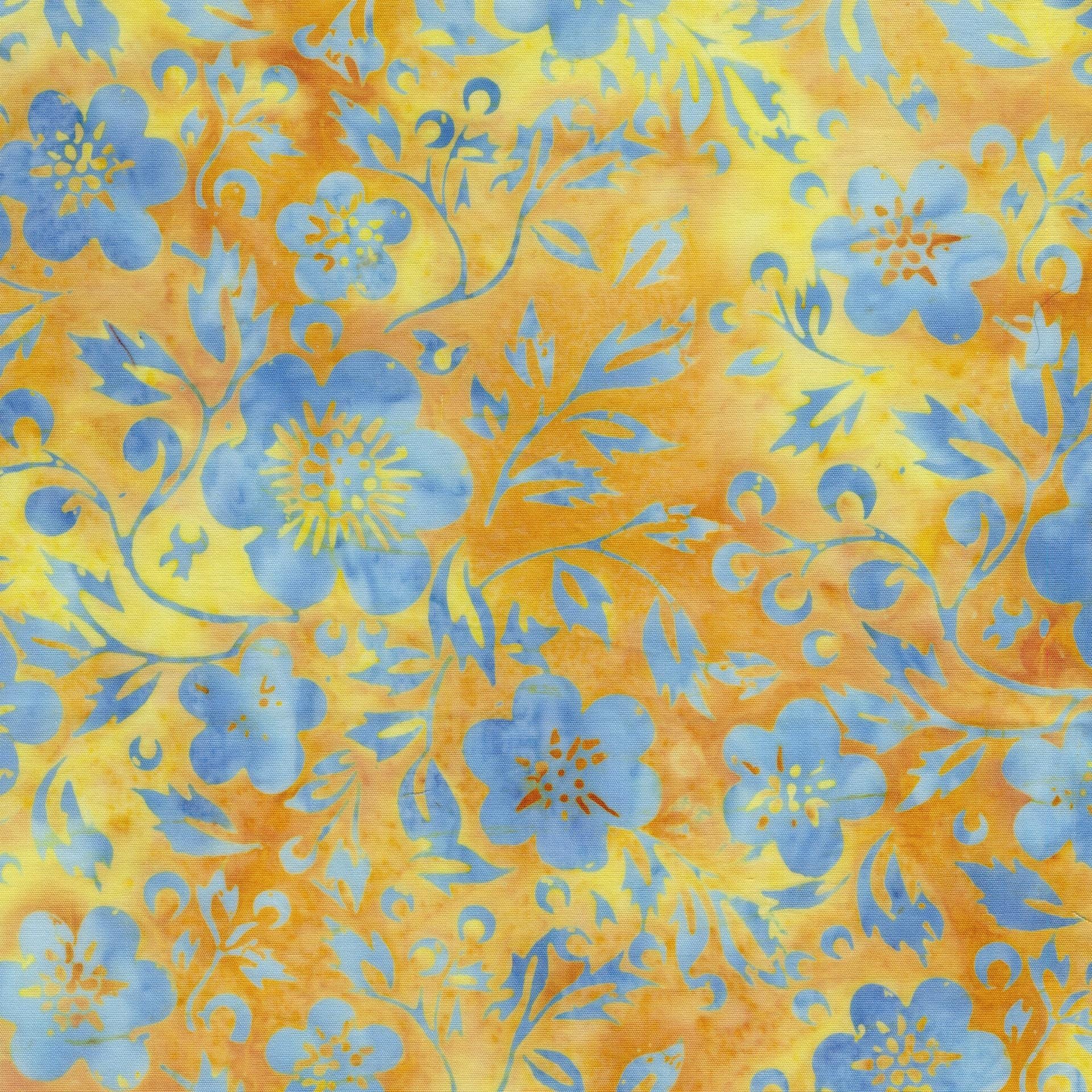 Countryside Charm 5" Stamp, Island Batik, 5" Precut Blue Yellow Batik Fabric Charm Pack Quilt Squares