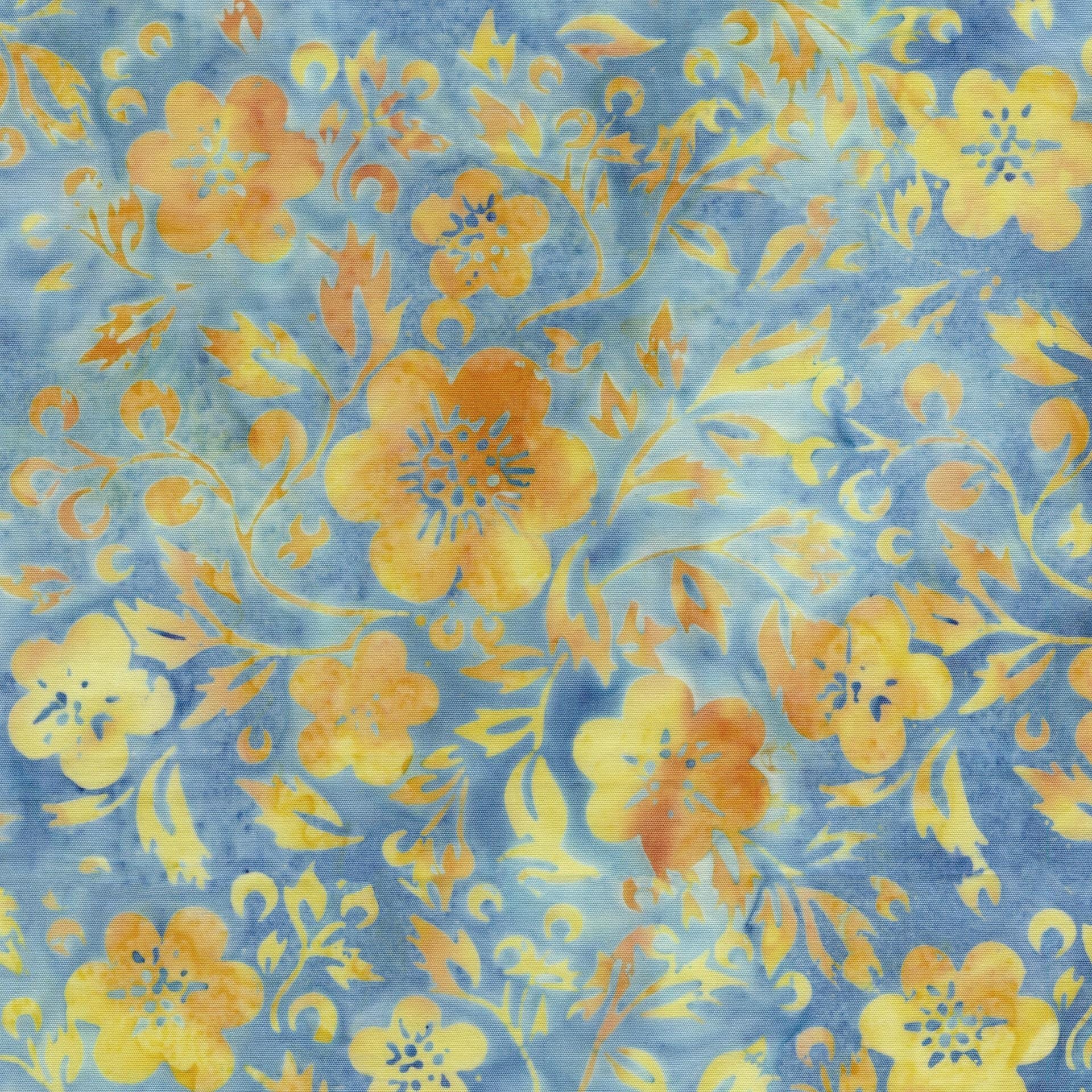 Countryside Charm 5" Stamp, Island Batik, 5" Precut Blue Yellow Batik Fabric Charm Pack Quilt Squares