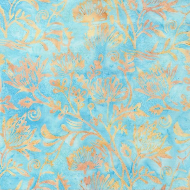 Bloom Grove 10" Squares, Island Batik, 10" Precut Turquoise Blue Brown Batik Layer Cake Fabric Squares