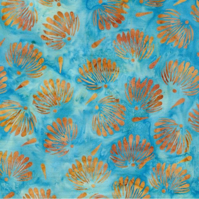 Bloom Grove 10" Squares, Island Batik, 10" Precut Turquoise Blue Brown Batik Layer Cake Fabric Squares