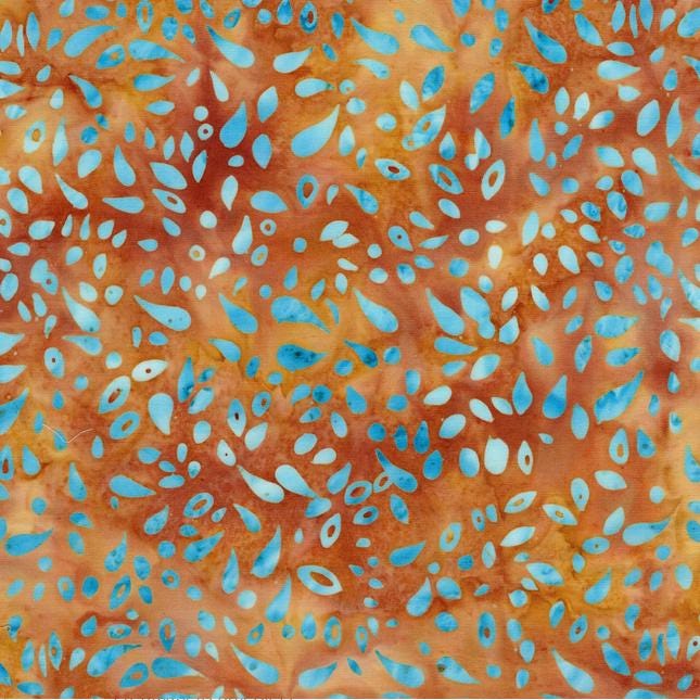 Bloom Grove 10" Squares, Island Batik, 10" Precut Turquoise Blue Brown Batik Layer Cake Fabric Squares